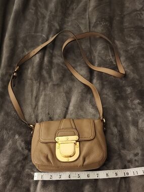 Michael Kors Taupe Pebbled Leather Crossbody with Gold Lock